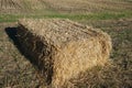 Rectangular bale of straw in the field Royalty Free Stock Photo