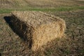 Rectangular bale of straw in the field Royalty Free Stock Photo