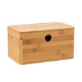 Rectangular bamboo box with rounded edges on a white background Royalty Free Stock Photo