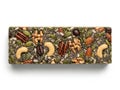 Rectangular bar filled with nuts and seeds isolated on white background Royalty Free Stock Photo