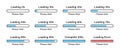 Percentage loading rectangular bar infographics set progressing from 0 to 100 percent in blue color.