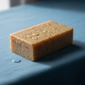 Water droplets are visible on the soap\'s surface, indicating recent use or Royalty Free Stock Photo