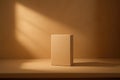 Rectangular Beige Box on Display Surface with Diagonal Light and Shadow container product Royalty Free Stock Photo