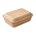 A rectangular, beige, textured cardboard takeout container with a smooth lid Royalty Free Stock Photo