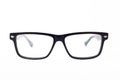 Rectangular black-rimmed glasses different angleson a white background. Isolated.