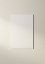 Rectangular blank white canvas mounted on a textured beige wall. Bathed in soft nat Royalty Free Stock Photo