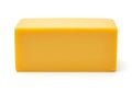 A rectangular block of bright yellow rubber material on a white background Royalty Free Stock Photo