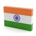 3D Rendered Block in Indian Flag Colors and Puzzle Texture on White Surface India flag tricolor Royalty Free Stock Photo