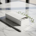 Rectangular box rests on a marble surface, bathed in natural Royalty Free Stock Photo