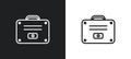 rectangular briefcase outline icon in white and black colors. rectangular briefcase flat vector icon from business collection for