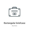 Rectangular briefcase outline vector icon. Thin line black rectangular briefcase icon, flat vector simple element illustration