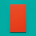 A rectangular, bright orange panel is centered on a solid teal background. The panel h Royalty Free Stock Photo