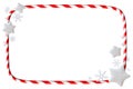 Rectangular candy cane frame with snowflakes is isolated on white background, showcasing a three-dimensional design ideal for Royalty Free Stock Photo