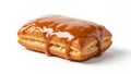 Rectangular caramel donut with thick glaze dripping down isolated on white background Royalty Free Stock Photo