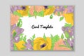 Rectangular card with frame of hand drawn rose, crocus and poppy flowers arrangement. Greeting card template. Vector Royalty Free Stock Photo