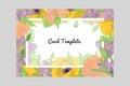 Rectangular card with frame of hand drawn rose, crocus and poppy flowers arrangement. Greeting card template. Vector Royalty Free Stock Photo