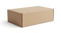 Rectangular cardboard box with a corrugated texture, light brown in color. It appears Royalty Free Stock Photo