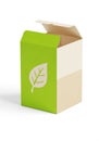 Rectangular cardboard box with a green exterior and an open top Royalty Free Stock Photo