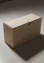 Rectangular cardboard box with a natural beige color and a subtle speckled texture, Royalty Free Stock Photo