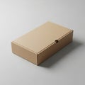 Rectangular cardboard box with a natural brown color. It features a small semicircular Royalty Free Stock Photo