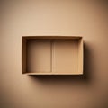A rectangular cardboard box is open and empty on a flat, matching cardboard Royalty Free Stock Photo