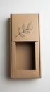 Rectangular cardboard box with an open window on one side, positioned against a Royalty Free Stock Photo