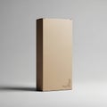 Rectangular cardboard box standing vertically against a neutral gray background Royalty Free Stock Photo
