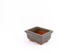 Rectangular ceramic bonsai pot on white background Royalty Free Stock Photo