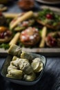 Cooked artichoke hearts and vegan appetizers