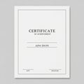 Rectangular certificate with a minimalistic design on a white background. Features a Royalty Free Stock Photo