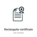 Rectangular certificate vector icon on white background. Flat vector rectangular certificate icon symbol sign from modern user