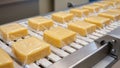 Rectangular Cheese Blocks in Vacuum-Sealed Packaging on Conveyor â AI Generated Content Royalty Free Stock Photo