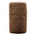 Rectangular clay tablet with cuneiform script, featuring intricate wedge-shaped Royalty Free Stock Photo
