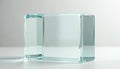 Rectangular clear glass block with polished smooth surface, edges. Transparent colorless solid object features bright shiny Royalty Free Stock Photo