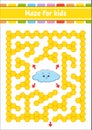 Rectangular color maze. Funny cloud. Game for kids. Funny labyrinth. Education developing worksheet. Activity page. Puzzle for