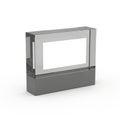 Rectangular Crystal Block with a Dark Gray Base and a White Rectangular Insert on a White Background Royalty Free Stock Photo