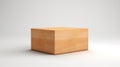 Rectangular 3d wooden box on white background generative AI Royalty Free Stock Photo