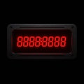 Rectangular digital display with red LED numbers reading \