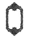 Rectangular empty wooden black and white silver gilded ornamental frame Royalty Free Stock Photo