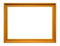 A rectangular empty wooden and gold frame