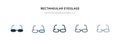 Rectangular eyeglass frame icon in different style vector illustration. two colored and black rectangular eyeglass frame vector