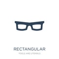 rectangular eyeglass frame icon in trendy design style. rectangular eyeglass frame icon isolated on white background. rectangular
