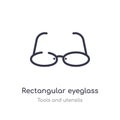rectangular eyeglass frame outline icon. isolated line vector illustration from tools and utensils collection. editable thin