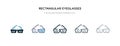 Rectangular eyeglasses icon in different style vector illustration. two colored and black rectangular eyeglasses vector icons