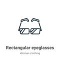 Rectangular eyeglasses outline vector icon. Thin line black rectangular eyeglasses icon, flat vector simple element illustration