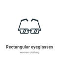 Rectangular eyeglasses vector icon on white background. Flat vector rectangular eyeglasses icon symbol sign from modern woman Royalty Free Stock Photo