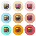 Rectangular eyeshadow palettes vector flat icon set Royalty Free Stock Photo
