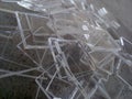 Rectangular flakes of acrylic or mica plastic