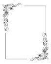 Rectangular floral frame, rose border template with flourishes in two corners. Hand-drawn vintage elements. Editable vector design Royalty Free Stock Photo