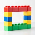 Rectangular frame made of colorful building blocks on a white background construction rectangle Royalty Free Stock Photo